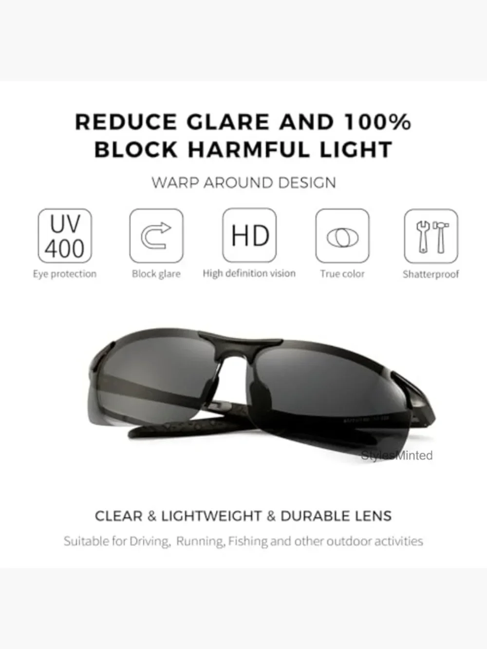 Polarized Sports Sunglasses Metal Frame UV400 Driving Fishing Golf
